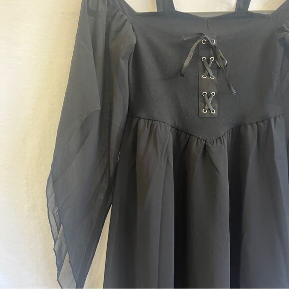 iEFiEL Black Dress Girls Size 10 Whimsigoth Witchy Egirl Cyber Victorian Goth - Picture 2 of 12